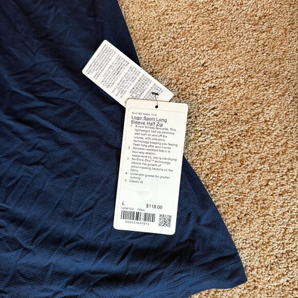 Logo Sport Long Sleeve Half Zip - True Navy - Picture 7 of 7